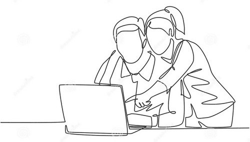 Illustration d'un couple regardant un écran